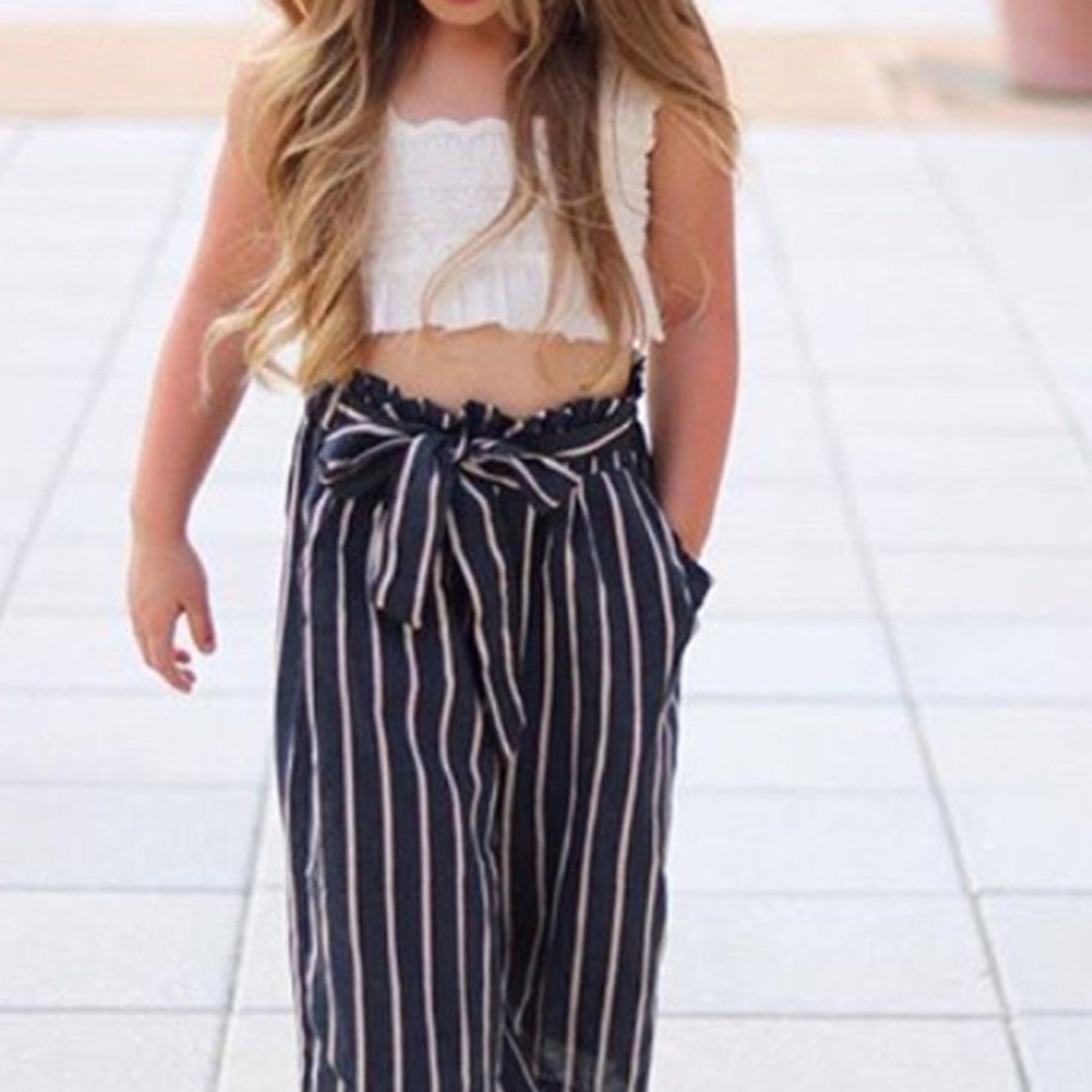Girls crop tops with stripe pants